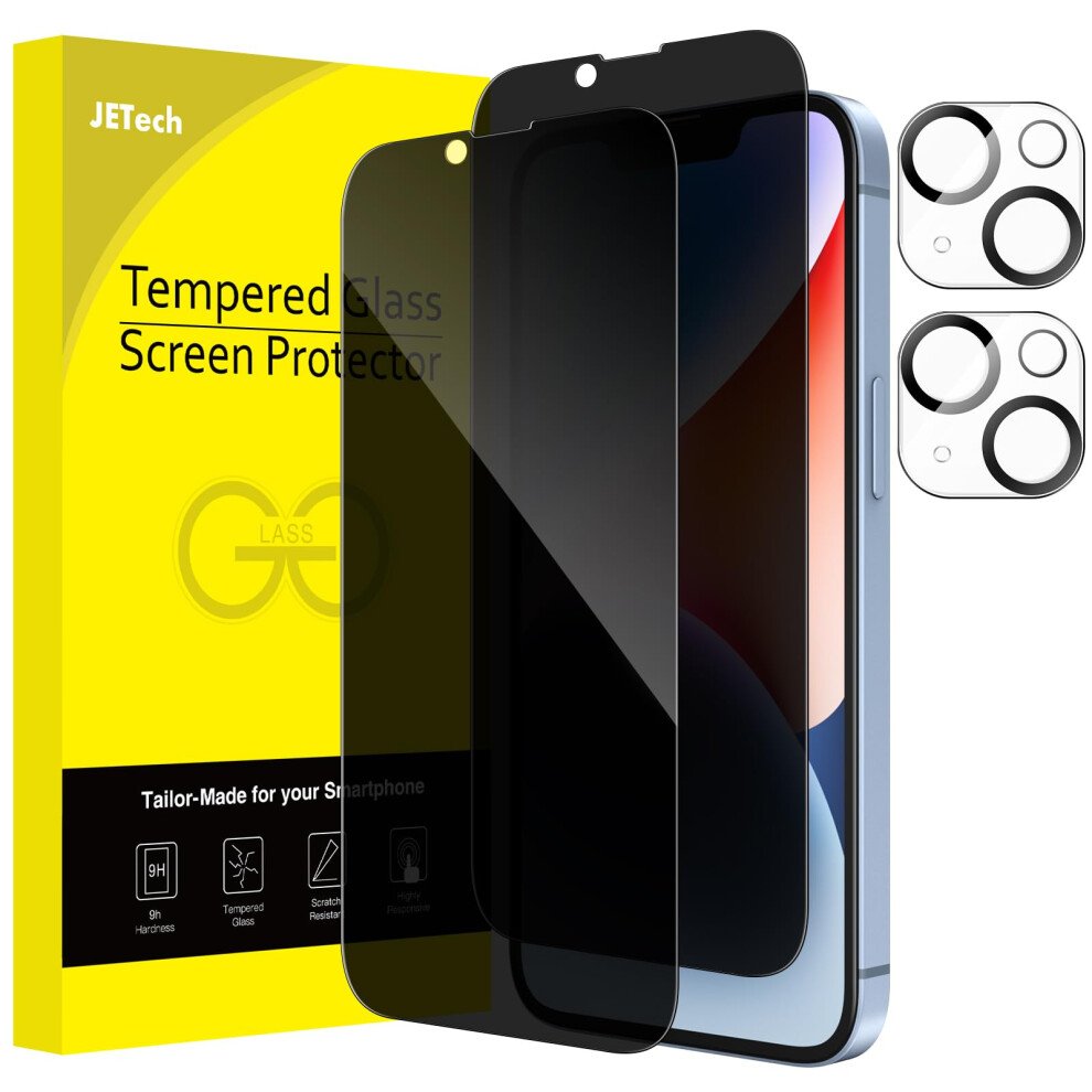 Jetech Privacy Full Coverage Screen Protector For Iphone 14 6.1-Inch With Camera Lens Protector, Anti-Spy Tempered Glass Film, 2-Pack Each 5051221778822