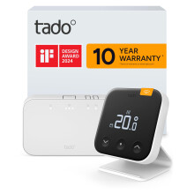 tado Wireless Smart Thermostat X ? Starter Kit with Bridge X and Stand, Boiler and Hot Water Control via App & Smart Speaker (Alexa, Siri, Google