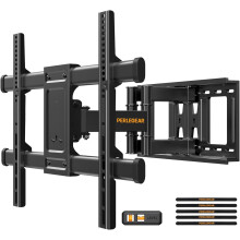 Perlegear TV Wall Bracket for 37-84 Inch Flat/Curved TVs up to 60kg, Swivel Tilt TV Bracket Max.VESA 600x400mm, Full Motion Wall Mount with Dual Arm