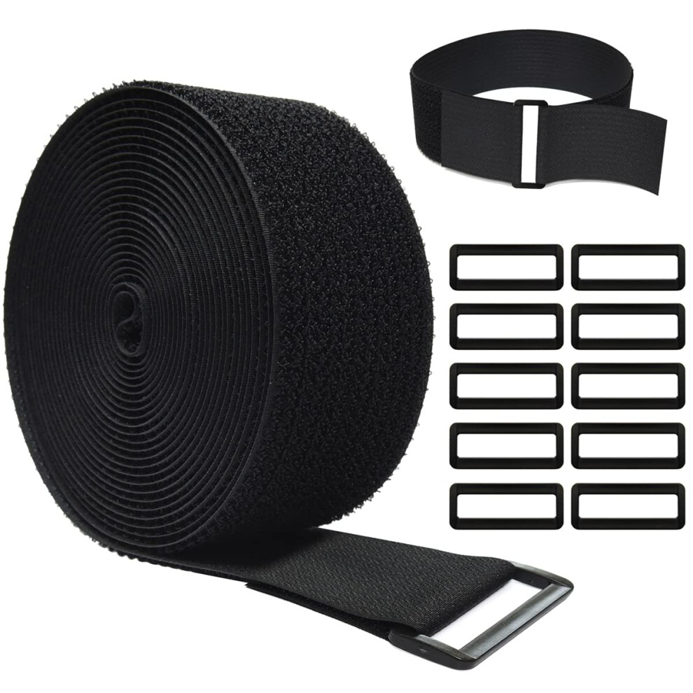 Wszjinb 5M X 5Cm Adjustable Cable Straps With 10 Buckles, Free Cut Length, Black Reusable Fastening Cable Ties, Hook And Loop Securing Strap For Cable 5051221769516