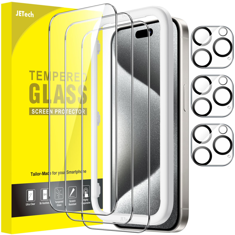 Jetech Screen Protector For Iphone 15 Pro 6.1-Inch With Camera Lens Protector, Bubble Free, Easy Installation Tool, Tempered Glass Film, Hd Clear, 5051221778082