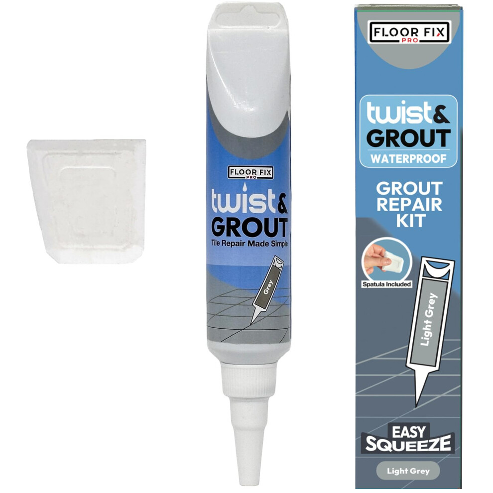 Floor-Fix Pro - Twist & Grout Repair Kit - Premixed & Waterproof Fast Tile Grout Reviver - Bathroom, Shower, Kitchen (Light Grey) 5051221768427