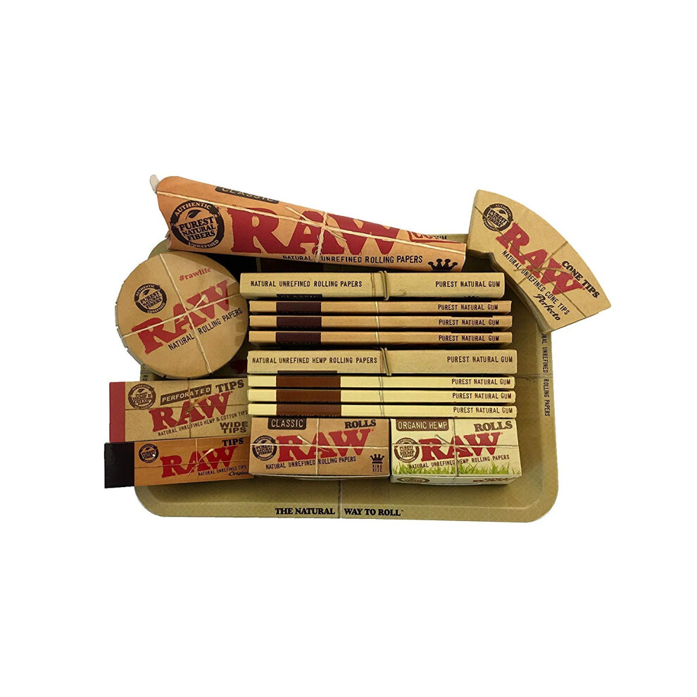 Raw Mini Rolling Tray & Papers Gift Set Plus