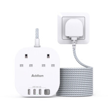 3M Extension Lead, Power Strips with 2 Way Outlets 4 USB (4.5A, 1 Type C and 3 USB A Ports) Surge Protection Plug Extension Socket with Braided