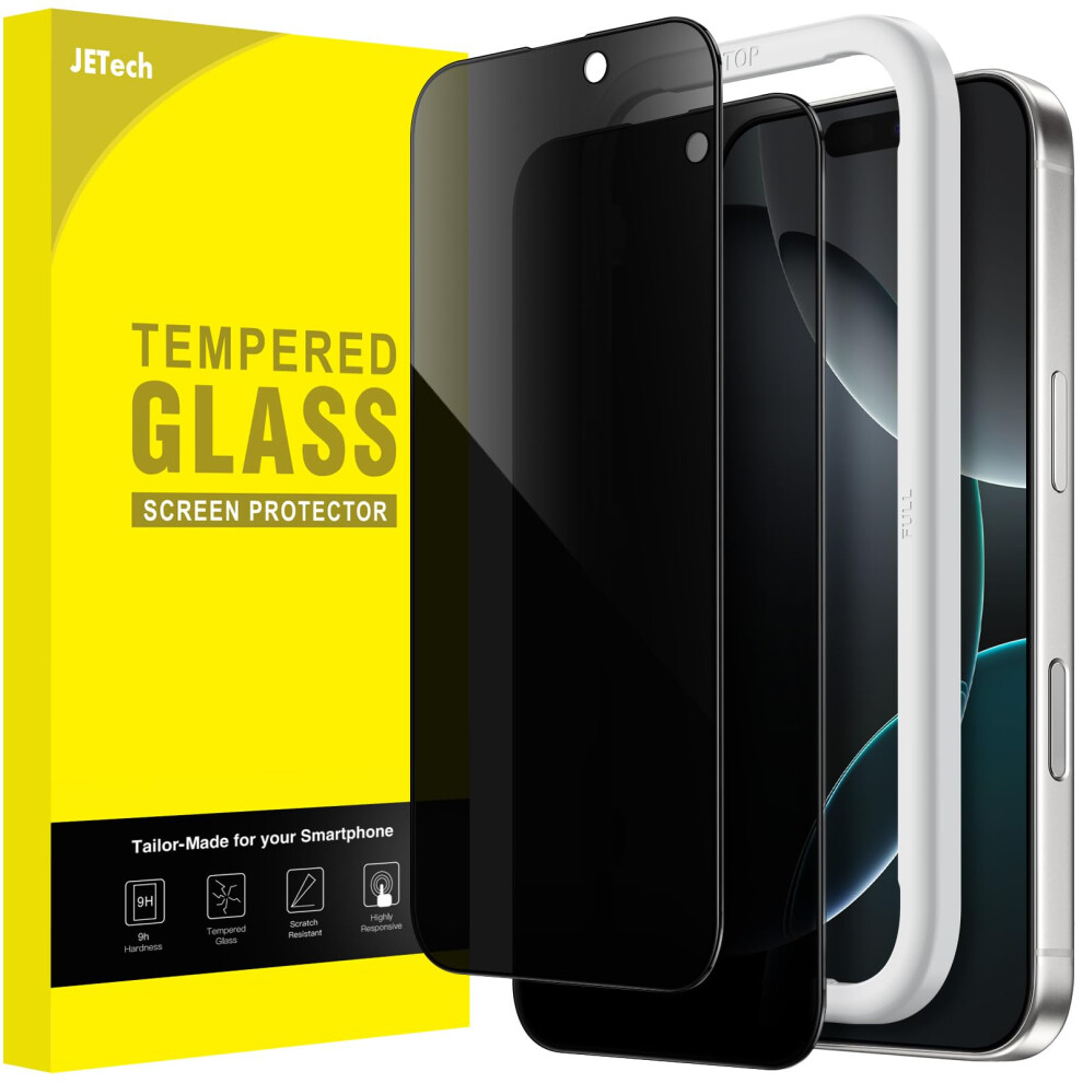 Jetech Privacy Full Coverage Screen Protector For Iphone 16 Pro 6.3-Inch, Edge Anti-Spy Tempered Glass Film With Easy Installation Tool, Black 5051221774077