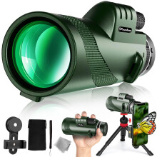 Pankoo 40x60 HD High Power Adult Monocular with Tripod and Smartphone Adapter - Ideal for Birdwatching, Hiking, Traveling Concerts - BAK4 Prism, Clear