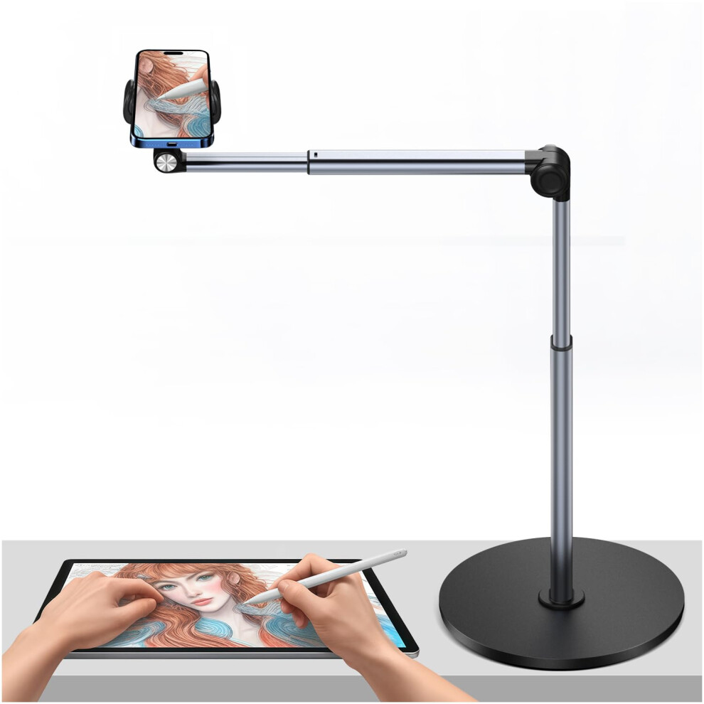 Yayusi Heavy Duty Aluminum Overhead Phone Mount, 12 In Long Phone Mount For Desk, Flexible Articulating Arm Overhead Tripod For Iphone For Live 5051221776224