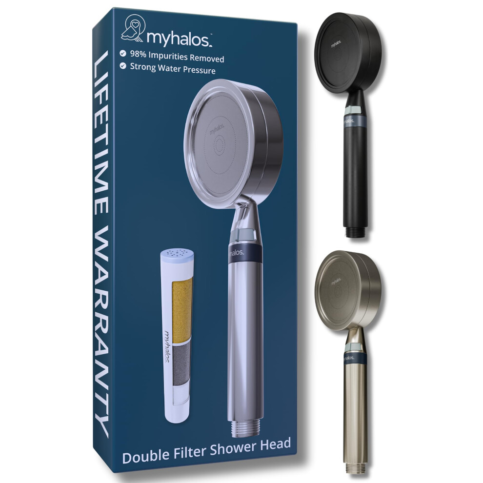 Myhalos? Shower Filter For Hard Water Uk - High Pressure Filter Shower Head Set (No Hose) To Reduce Chlorine, Water Softener - Easy To Install Power 5051220768961