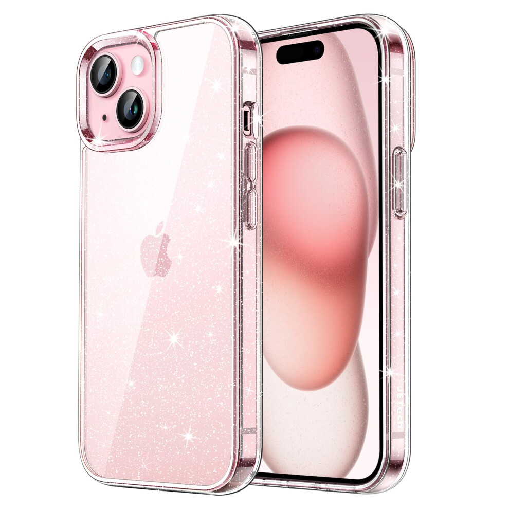 Jetech Glitter Case For Iphone 15 6.1-Inch, Bling Sparkle Shockproof Phone Bumper Cover, Cute Sparkly For Women And Girls (Clear) 5051221776361