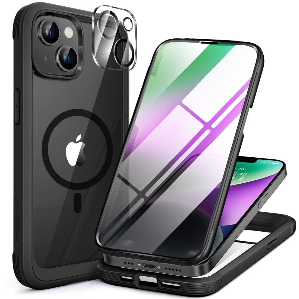 Miracase Magnetic Case For Iphone 14 Case 6.1-Inch, Full Body Bumper Clear Back Cover Compatible With Magsafe And Built-In 9H Tempered Glass Screen 5051222410141