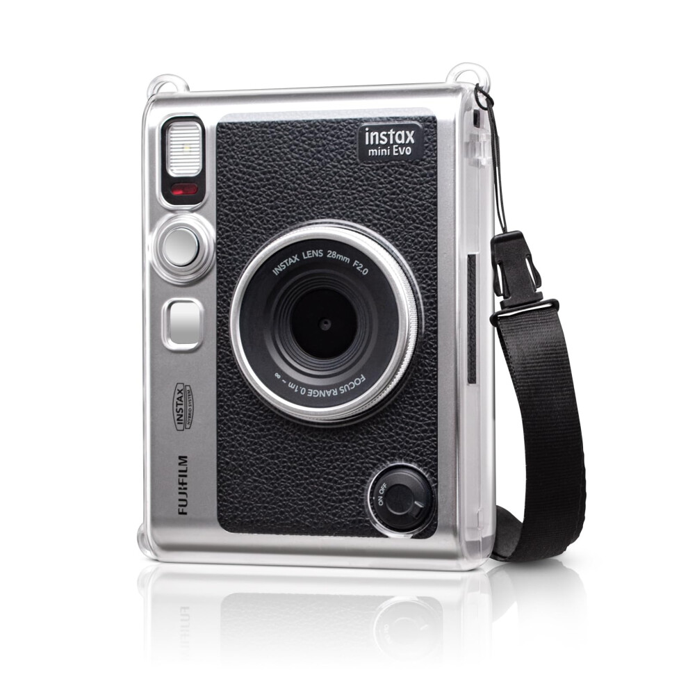 Muziri Kinokoo Instax Mini Evo Case Clear - Hard Pvc Carrying Case Compatible For Fuji Instax Mini Evo Camera With Adjustable Shoulder Strap 5051221777658