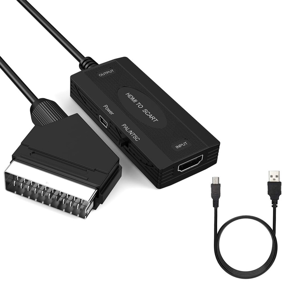 Sujahhujiq Hdmi To Scart Video Converter, 1080P Hd Adapter With Cables, Ntsc/Pal Support (Video+Audio Over Scart) 5051221776484