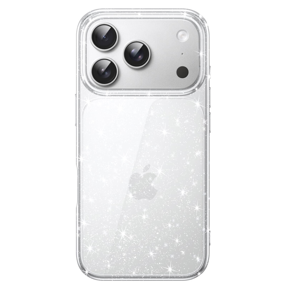 Jetech Glitter Case For Iphone 17 Pro 6.3-Inch, Bling Sparkle Shockproof Phone Bumper Cover, Cute Sparkly For Women And Girls (Clear)