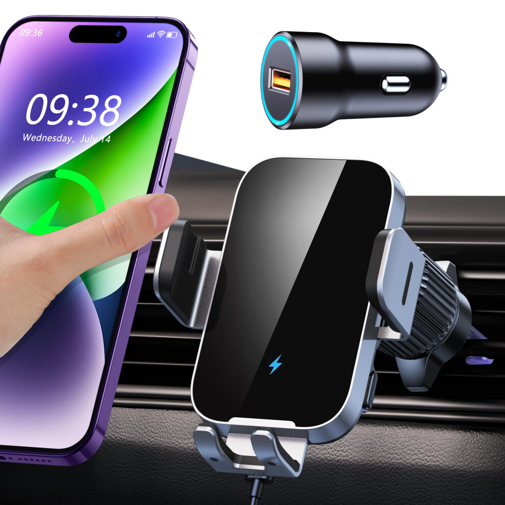 Iseyou Car Phone Holder Wireless Charger, 15W Fast Charging Auto Clamping Wireless Car Charge, 360? Rotation Air Vent Mount With Electric Sensor 5051222424063