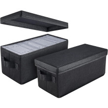 UENTIP CD Storage Boxes - Pack of 2 CD Case Holder - 13.2" x5.9" x 5.3", Container holds 30 CDs in full jewel cases, 60 CDs in slim cases, and 165