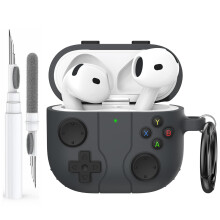 AhaStyle AirPods 4 Case Cover with Cleaning Kit Retro Handheld Game Console Design for AirPods 4th Generation Case Soft Silicone Protective Cover Skin