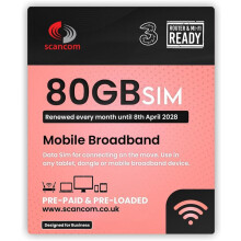Three 80GB Data SIM - Uncapped 5G - Preloaded MONTHLY Until April 2028 - Plug & Play for Routers & Phones - Access to Three & Vodafone - Connects to