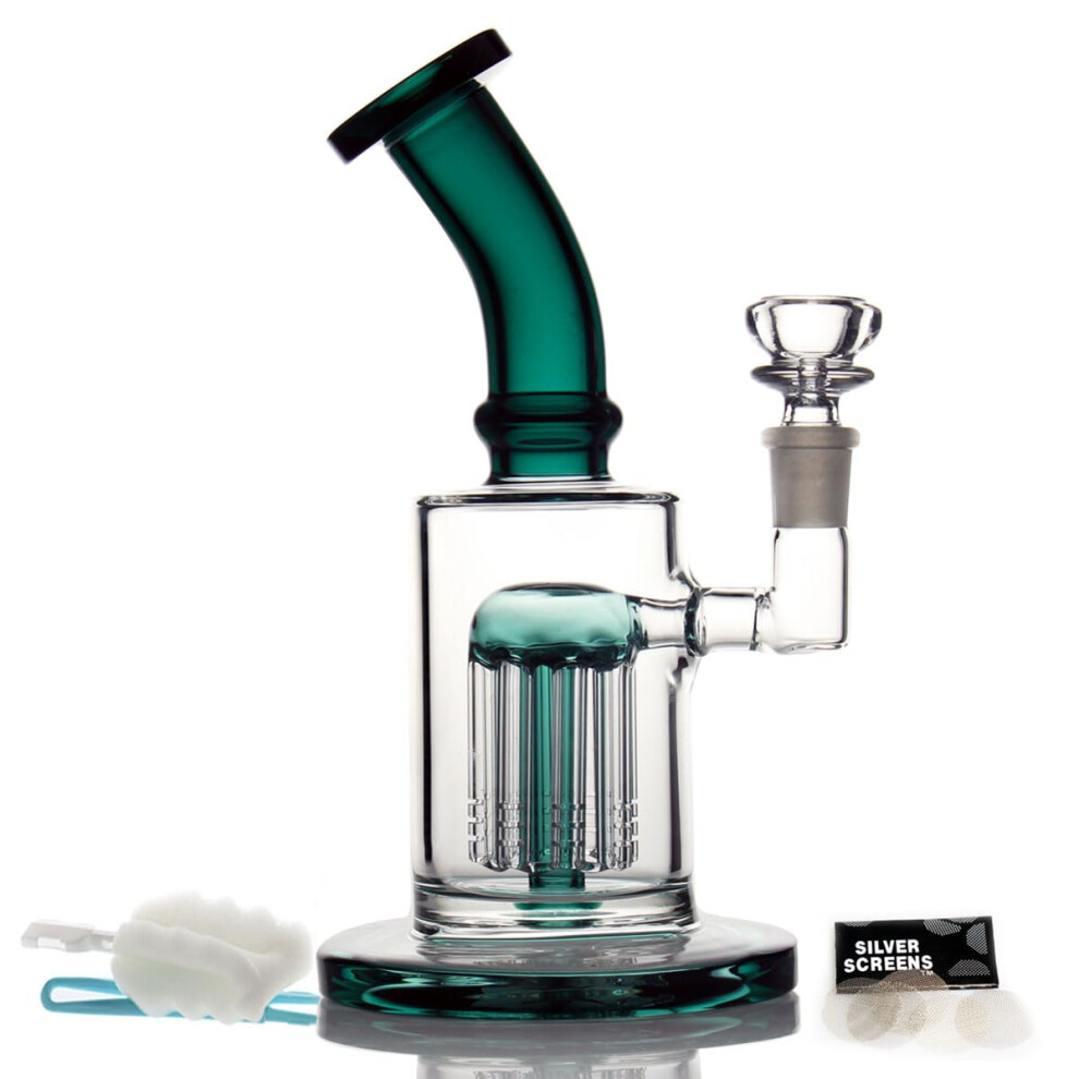 Bongbongbong Green Glass Bong With Tornado Percolate, Bong Water Bongs With 14.5Mm Bong Bowl Glass Pipe For Smoking Water Pipes, Cleaning Brush ( Bongs)