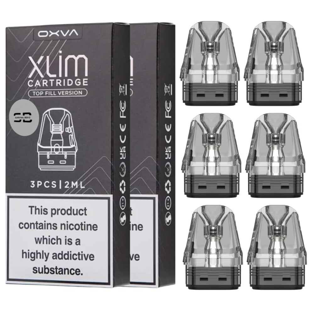 Survival Boyz Oxva Xlim V3 Pods [0.6 | 2 X 3 Packs] - 6 Pack - Available In 0.4,0.6,0.8,1.2? - Compatible With Oxva Xlim Series Except Xlim C Kit - No Nicotine