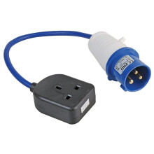 PRO ELEC 16A Mains Socket to CEE Plug Converter, 230V, Blue, 350mm
