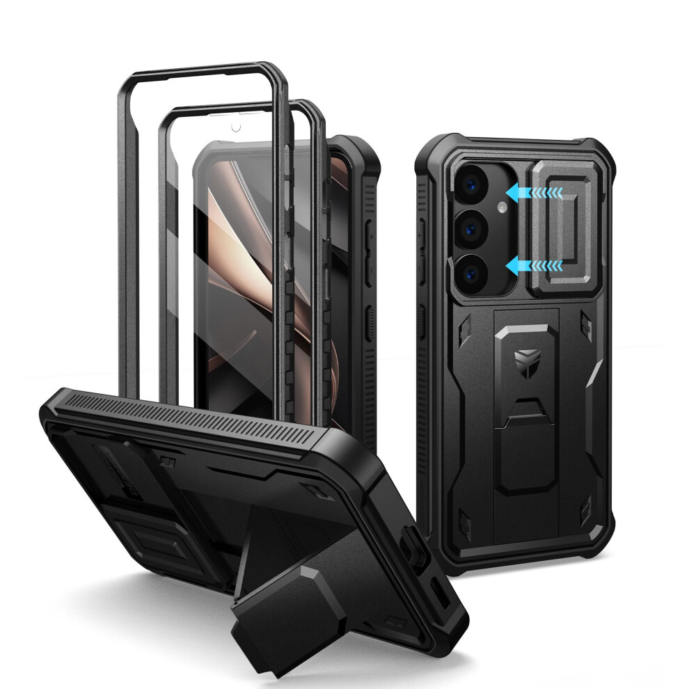 Dexnor For Samsung Galaxy S25 Case With Built-In Slide Camera Cover & Screen Protector & Kickstand, Heavy-Duty Shockproof Rugged Case Full-Body Bumper 5051222429617