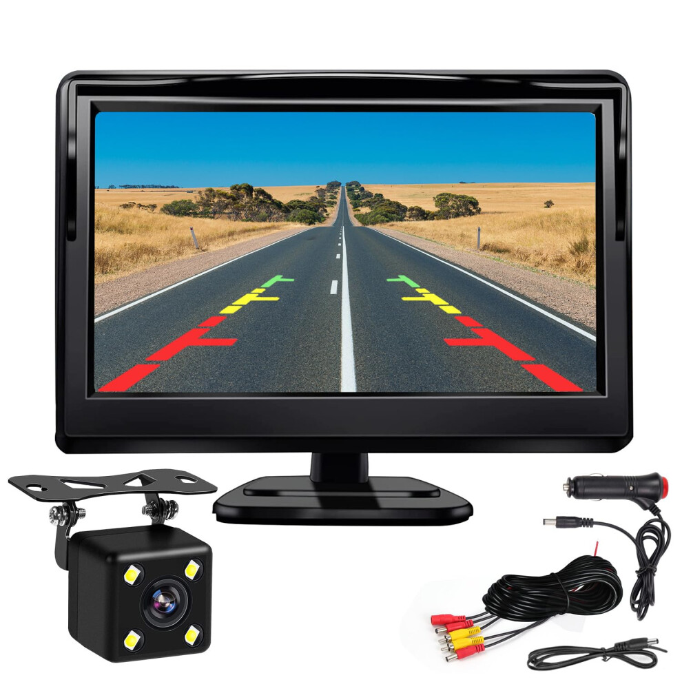 Kairiyard Backup Camera With 5Inch Monitor, Car Rear View Reverse Camera Hd Night Vision 170? Wide View Vehicle Back Up Camera Systems Ip69 Waterproof 5051222413043
