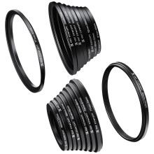 K&F CONCEPT 18PCS Lens Filter Stepping UP and Down Adapter Set 37 49 52 55 58 62 67 72 77 82mm 9PCS Step-Up Rings+9PCS Step-Down Rings 49-52 55-58