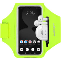 HAISSKY Running Armband with Earbuds Bag Running Phone Holder for iPhone 17 Pro Max/16 Pro/15 Pro Max/14/13 Pro/12/11 Plus Sports Arm Phone Holder