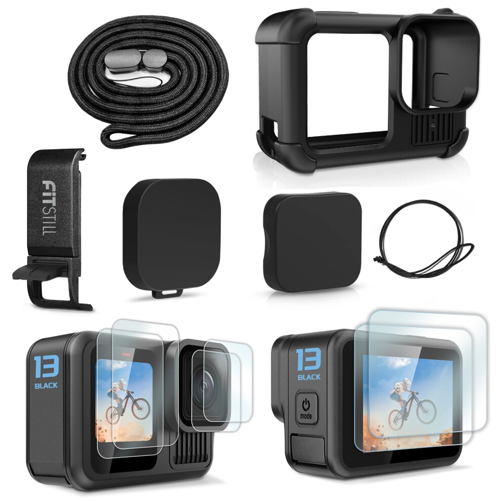 Photos - Other for Computer FitStill Black Silicone Sleeve Rubber Protective Case Only for Go Pro Hero 13 Black,Battery Side Cover&Screen Protectors& Le