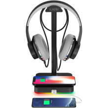 RGB Headphone Stand with Wireless Charger KAFRI Desk Gaming Headset Holder Hanger Rack with 10W/7.5W QI Charging Pad and QC 3.0 USB Port - Suitable