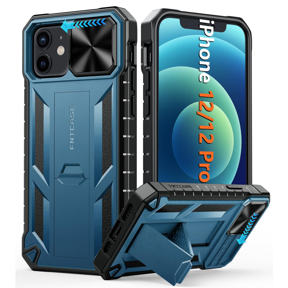 Fntcase For Iphone 12 Phone Case: Rugged Military Grade Full Protection Shockproof Protective Case With Kickstand | Tpu Matte Textured Heavy Duty Hard 5051221786636