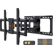 Perlegear UL-Listed Full Motion TV Wall Bracket for 42?90 Inch TVs up to 68KG, Universal Dual Arm TV Bracket with Tool-Free Tilt, Swivel, Extension,