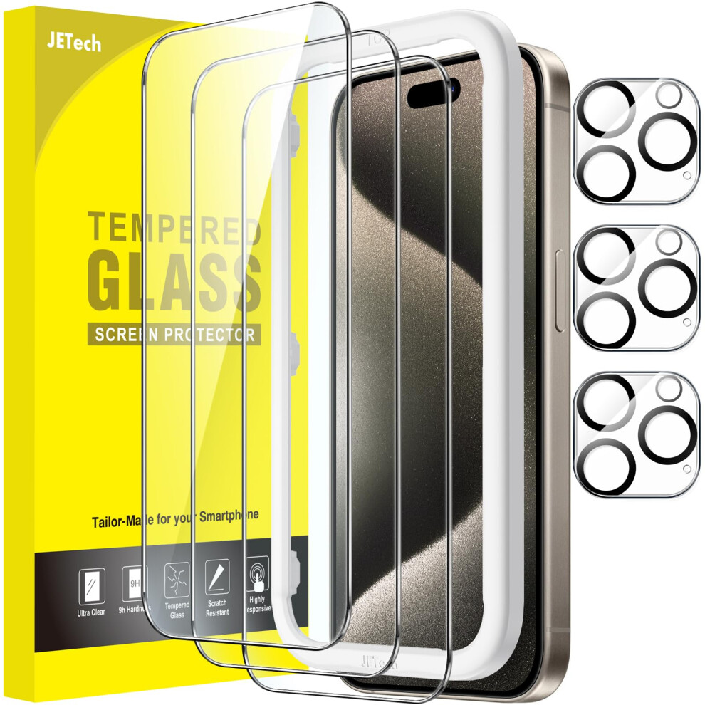 Jetech Screen Protector For Iphone 15 Pro Max 6.7-Inch With Camera Lens Protector, Bubble Free, Easy Installation Tool, Tempered Glass Film, Hd Clear, 5051221786759