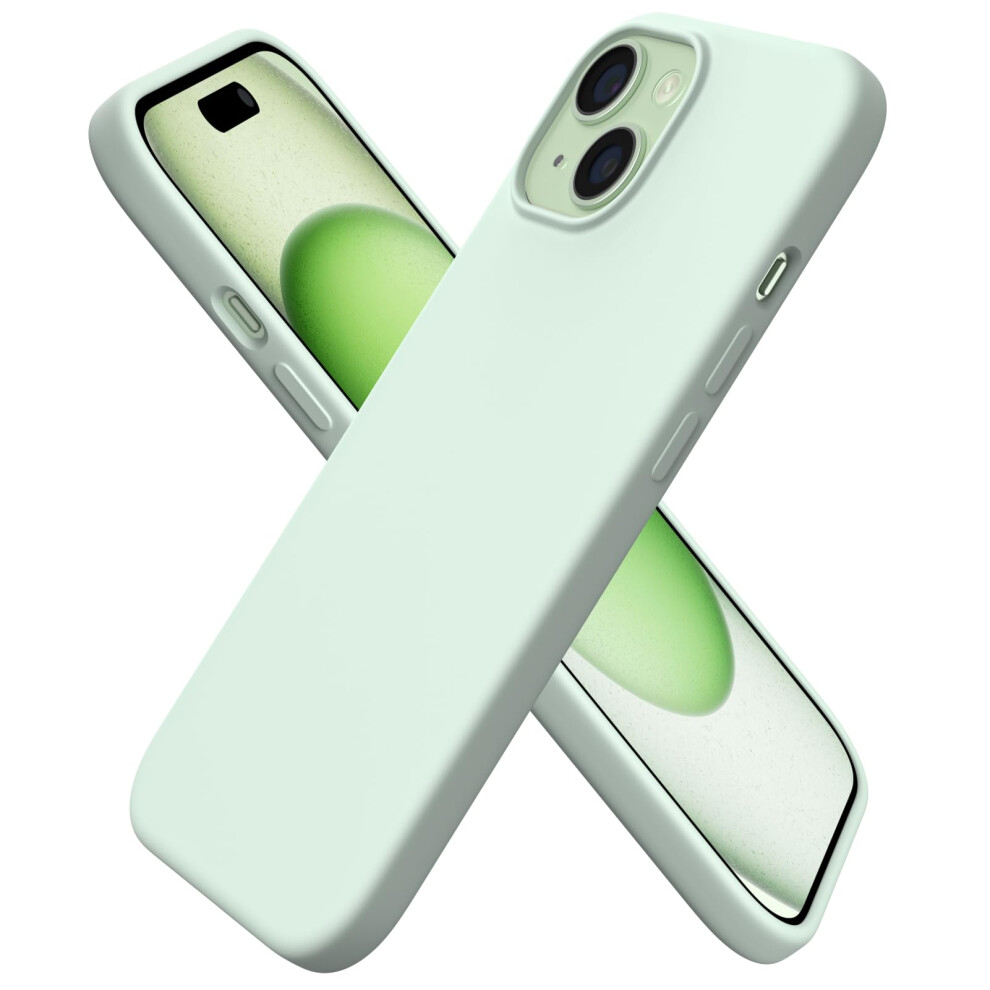 Ornarto Compatible With Iphone 15 Case 6.1", Slim Liquid Silicone 3 Layers Full Covered Soft Gel Rubber 15 Iphone Case Cover 6.1 Inch-Light Green 5051221789729