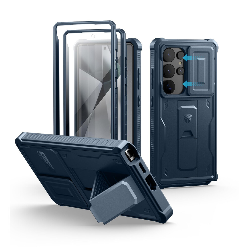 Dexnor For Samsung Galaxy S25 Ultra Case With Built-In Slide Camera Cover & Screen Protector & Kickstand, Heavy-Duty Shockproof Rugged Case Full-Body 5051221786612