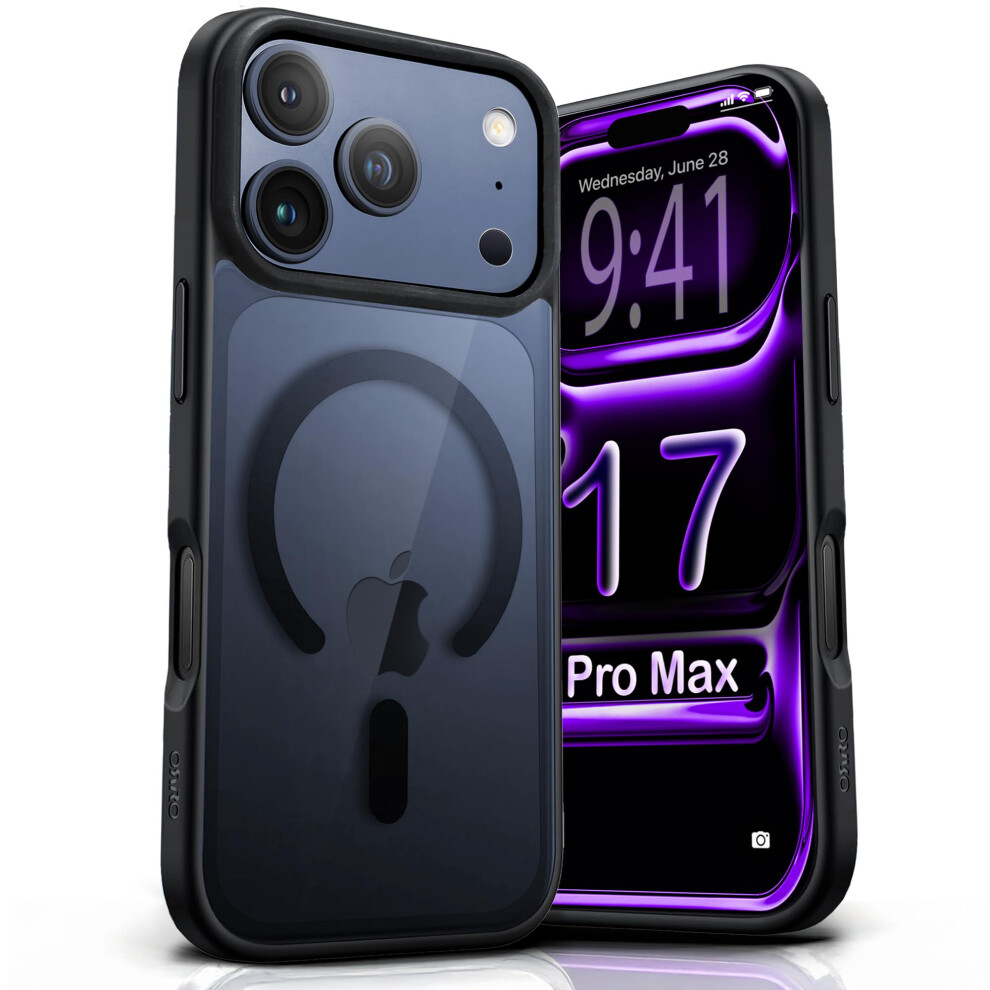 Orro Clear Case For Iphone 17 Pro Max With Trim - Compatible With Magsafe, Hard Back With Reinforced Impact Corners & Raised Bezels Black 5051221788098