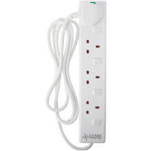 pro elec plpl15330pl 2 m Switched and Surge Protected 4 Gang Extension Lead white
