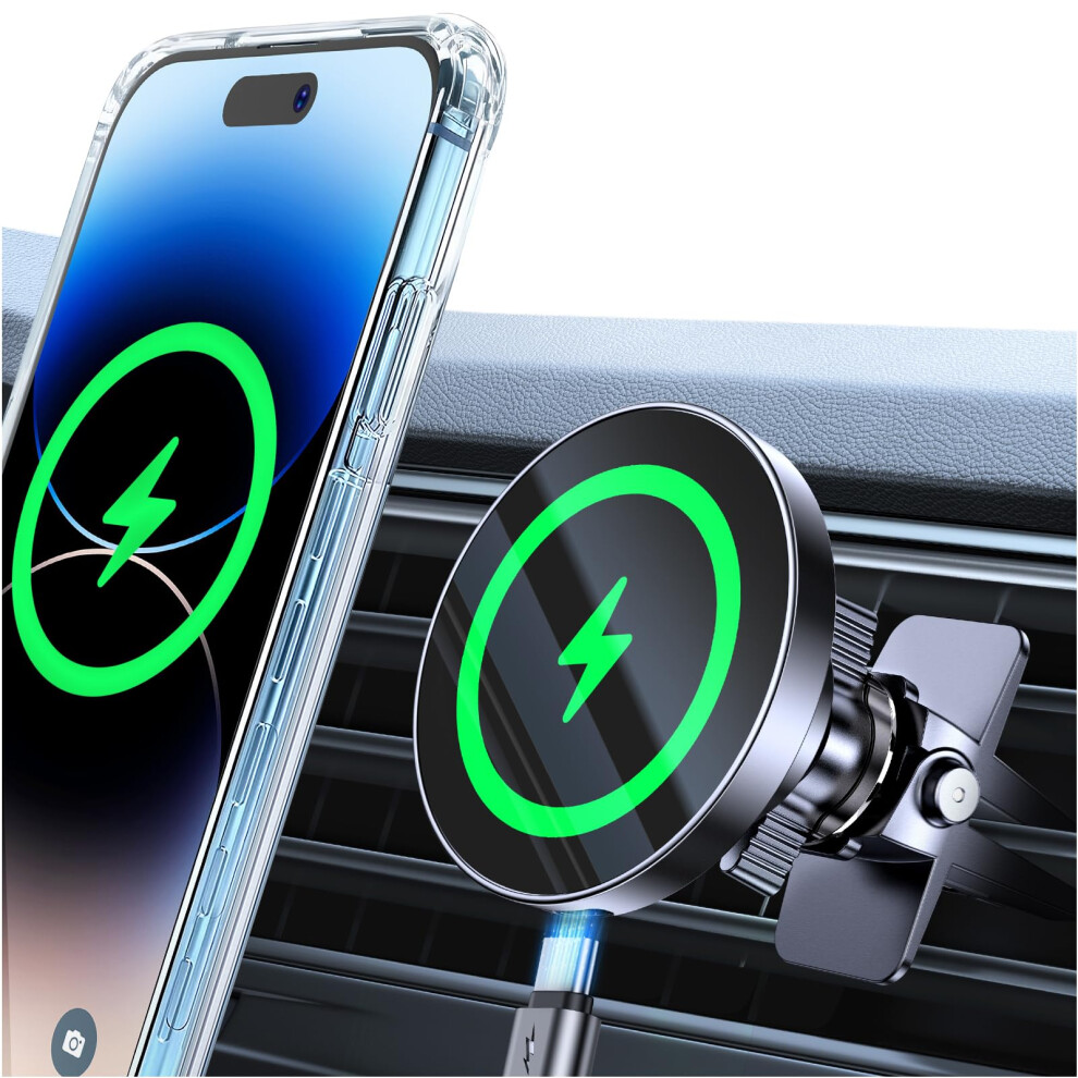 Coolpow For Magsafe Car Mount Charger?360? Rotation?15W Fast Charging Car Phone Holder Wireless Charger For Magsafe Car Charger?Strong Magnet?Magnetic 5051222421253