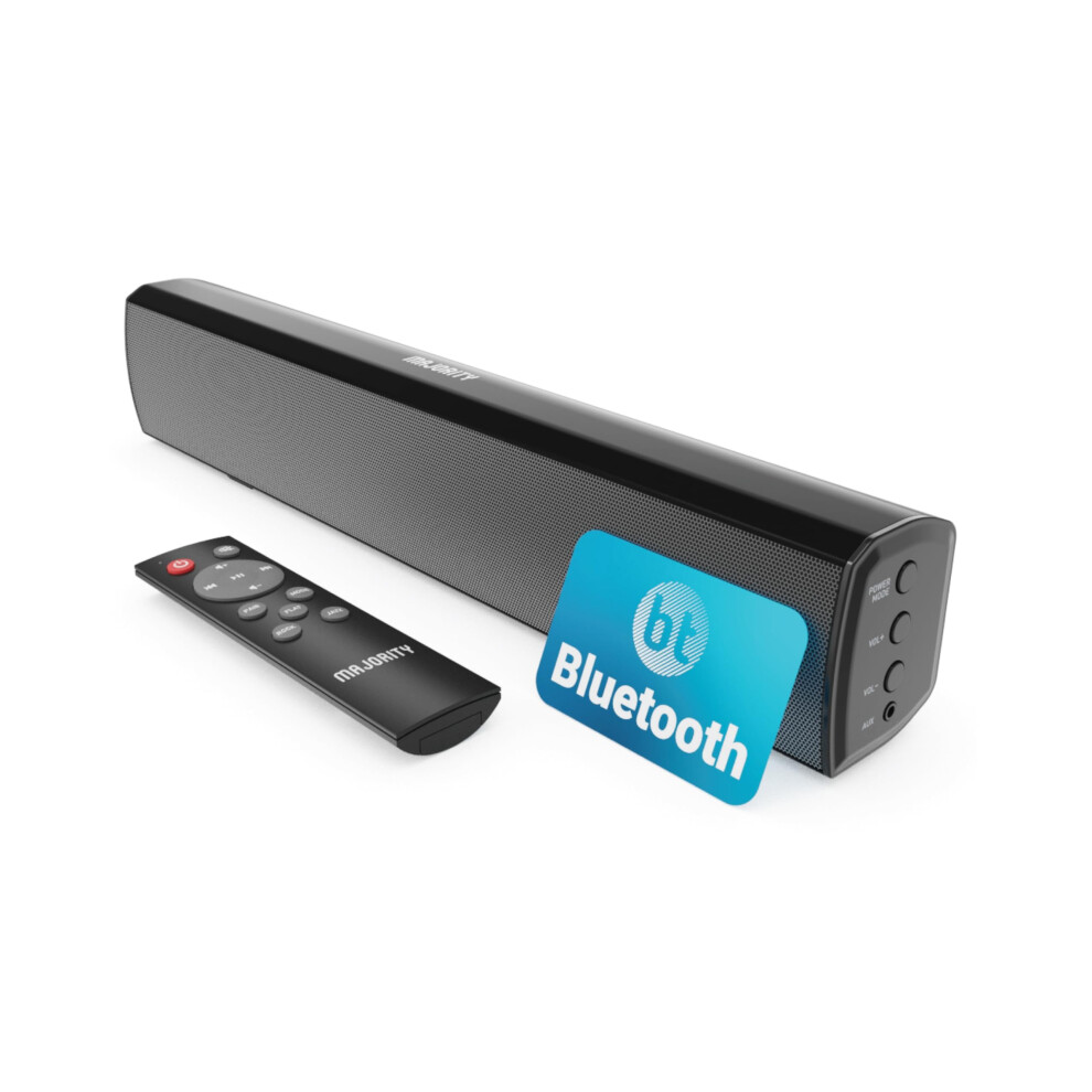 Majority Bowfell | Bluetooth Sound Bar For Tv | 50 Watt 2.0 Stereo Speaker Soundbar | Optical, Rca, Usb, Mp3 & Aux Input | 39Cm | Custom Eq Settings & 5051221791449