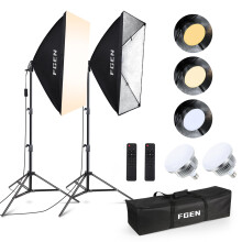 Softbox Photography Lighting,FGen 85W LED Soft Box with Remote Control Dimmable 2700-6400K 3 Colour Temperatures ?White,Warm,Cold?Bulbs for