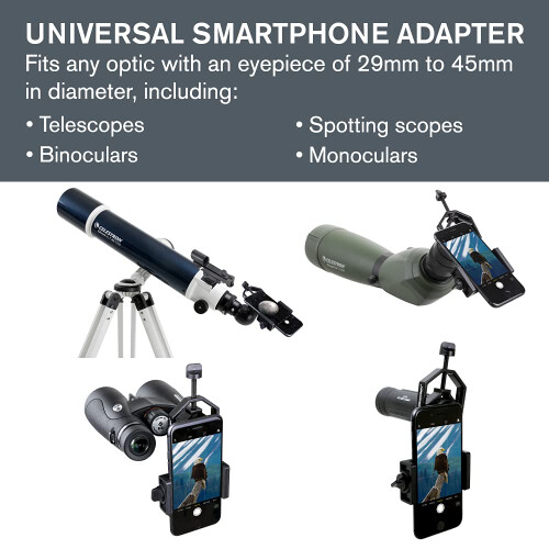 Celestron Celestron 81035 Basic Smartphone Adapter - Compatible with Telescopes, Binoculars, Spotting Scopes and Microscopes, Capture Images and Video Through 1