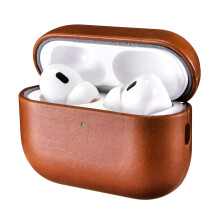 Leather Case for AirPods Pro 3 2025, ICARER Premium Genuine Leather Shockproof Protective Case Cover for Apple AirPods Pro 3rd Earphones Charging Case