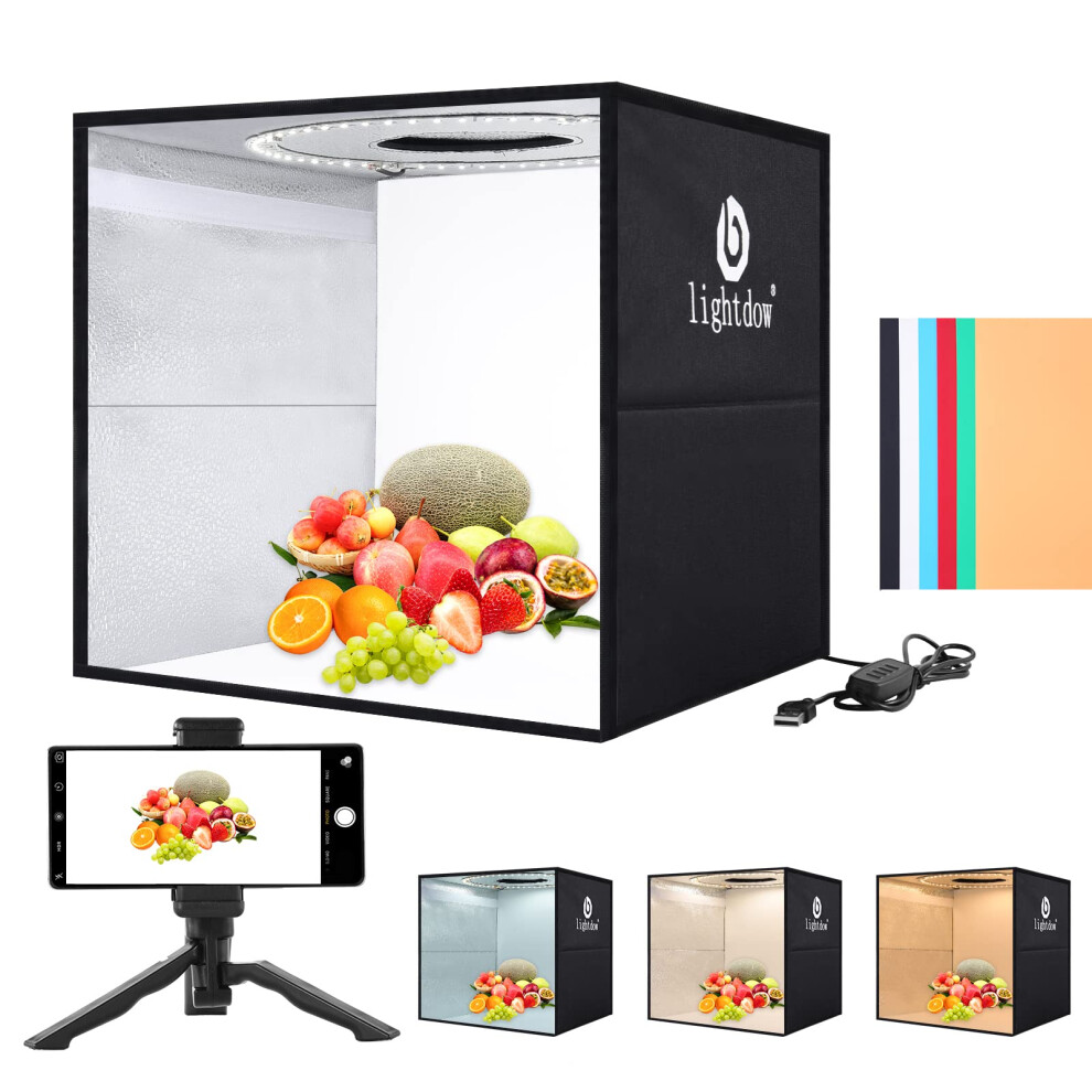 Dow Box Photography, 30Cm/12"X12" Portable Mini Shooting Tent Kit With 120 Led S Dimmable & 6 Backdrops, Photo Box Booth For Small Light 5051222431405