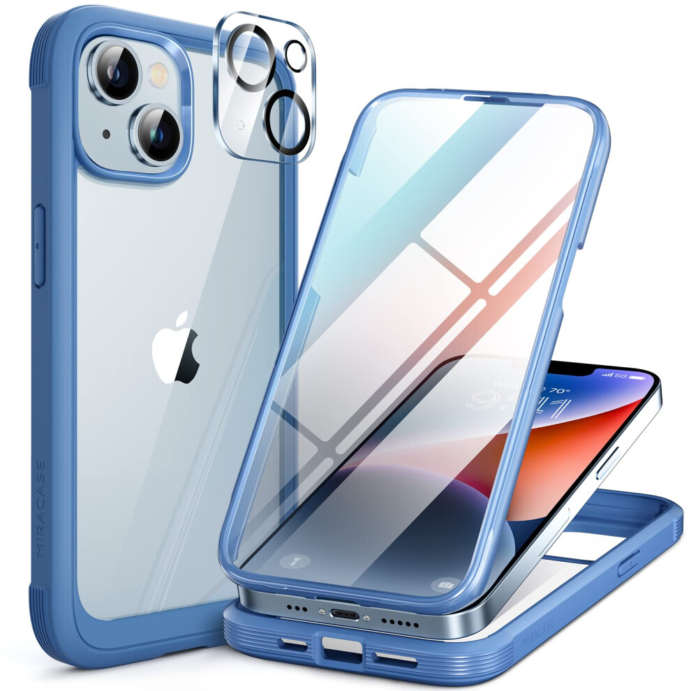 Miracase Compatible With Iphone 14 Case 6.1 Inch, [Built-In Glass Screen Protector + Camera Lens Protector] Full Body Rubber Bumper Clear Back Case 5051221792897