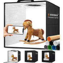 Light Box Photography 30cm/12"x12" Portable Photo-Box Booth, Mini Shooting Tent Kit with 120 LED Lights Dimmable, 8 Photo Backdrops for Product
