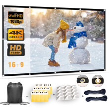 Projector Screen 100 Inch 16:9 HD 4K, Wrinkle-Free Foldable Portable Movie Screen for Indoor Outdoor Home Theater Cinema