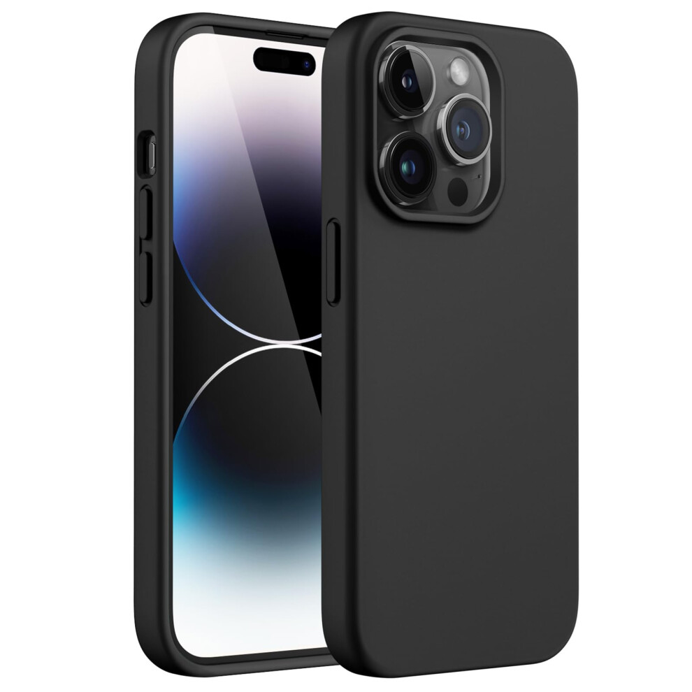 Jetech Silicone Case For Iphone 14 Pro Max 6.7-Inch, Silky-Soft Touch Full-Body Protective Phone Case, Shockproof Cover With Microfiber Lining (Black) Black 5051221792446