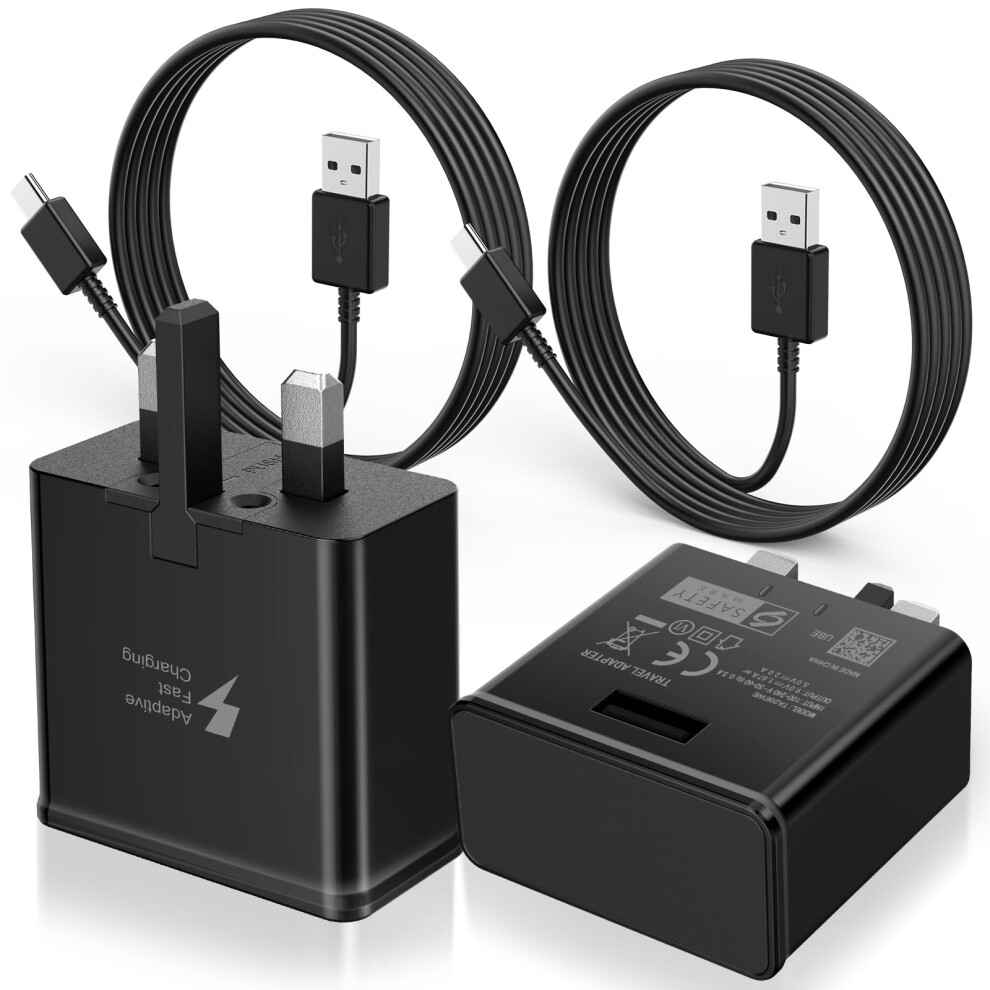15W Usb Fast Adapter Charger Plug For Samsung, [2-Pack] Usb Phone Charger With Type C Cable For Samsung Galaxy 5051121792171