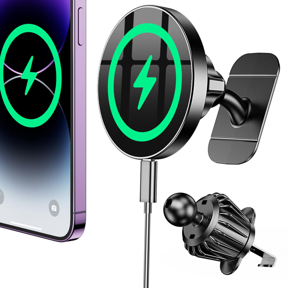 Coolpow For Magsafe Car Mount Charger?100% Stable?15W Magsafe Car Charger For Dash Vent?Super Magnet?Magnetic Phone Holder For Car Accessories Phone 5051221794525