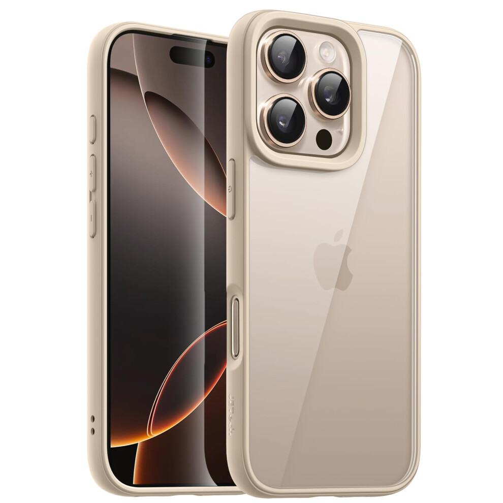 Jetech Case For Iphone 16 Pro Max 6.9-Inch, Shockproof Phone Bumper Cover, Solid Color Matte Tpu Frame, Anti-Scratch Clear Back (Desert Titanium) 5051221792538